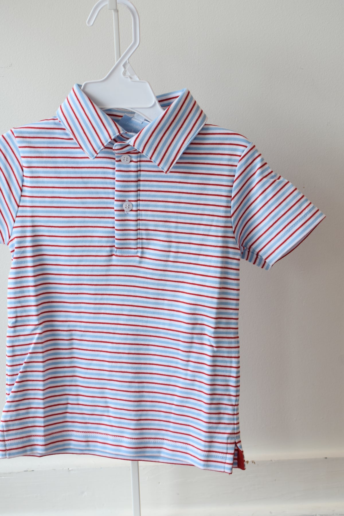 Basic Short Sleeve Polo-Primary Stripes