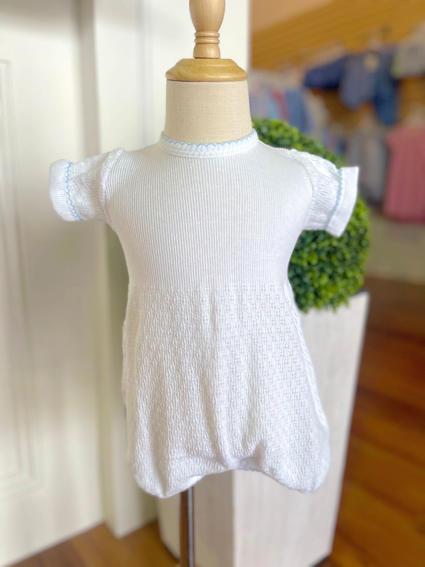 Paty Cuffed Ruffle Hem Bubble-White/Pink Trim