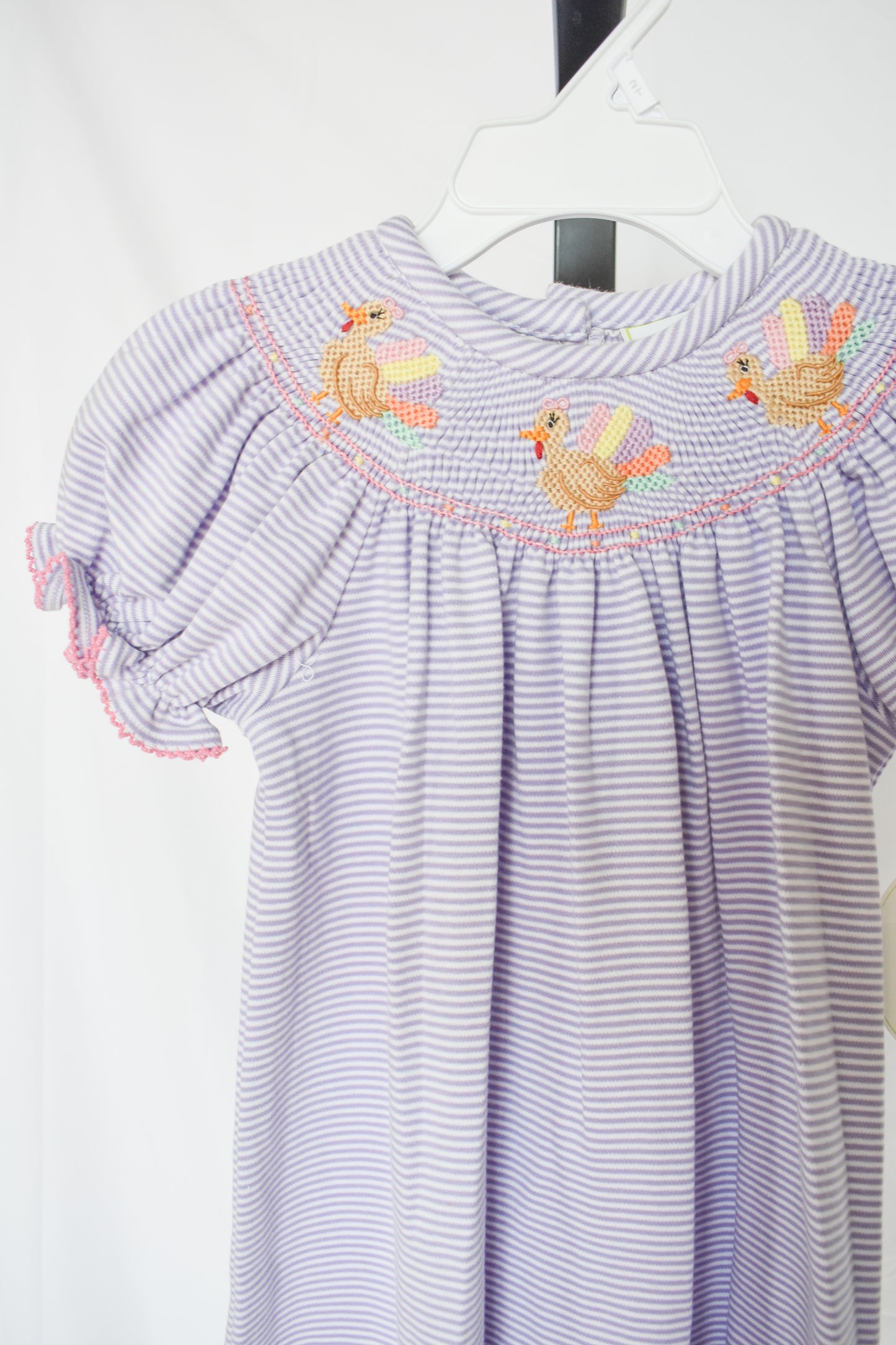 Lil Gobbler Lavender Smocked Bishop Dress