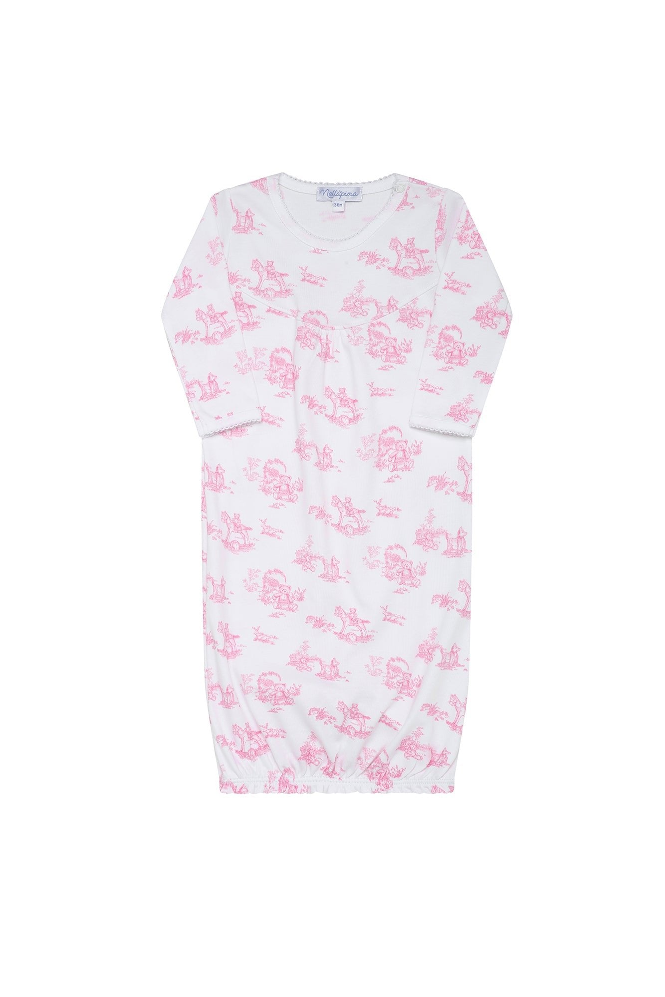 Classic Pink Toile Baby Gown