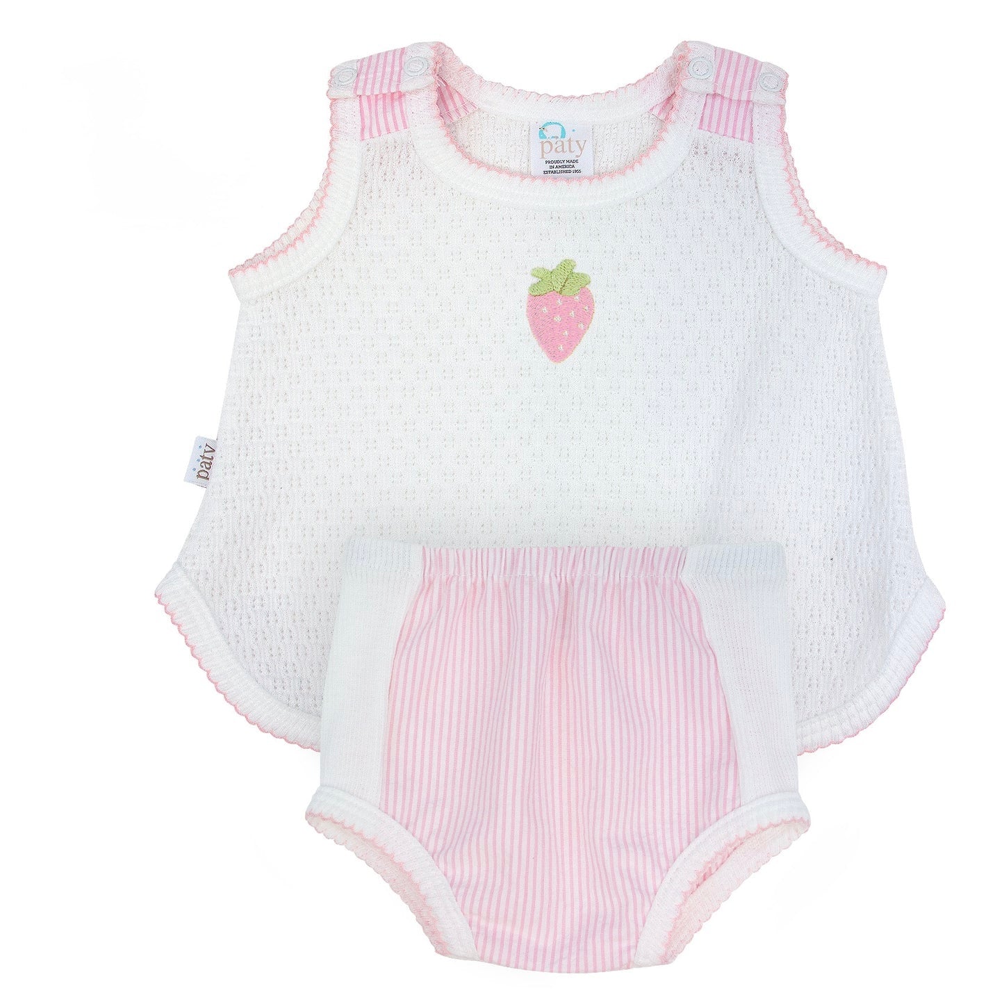 Paty Diaper Set-Pink Berry Seersucker