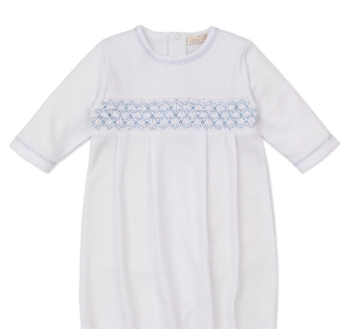 Blue Hand Smocked Footie