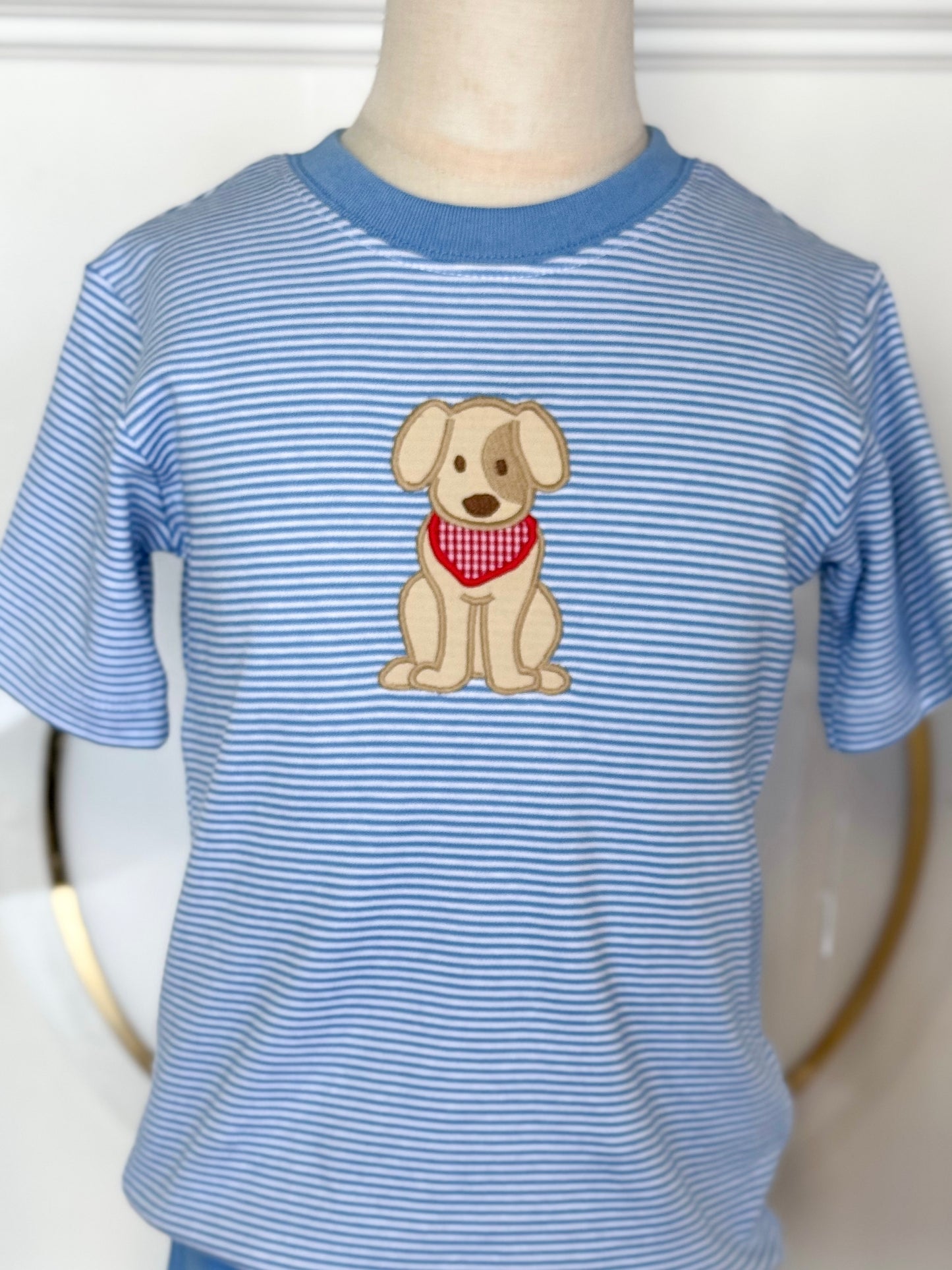 Labrador Harry's Play Tee,Light Blue Bitty Stripe Knit