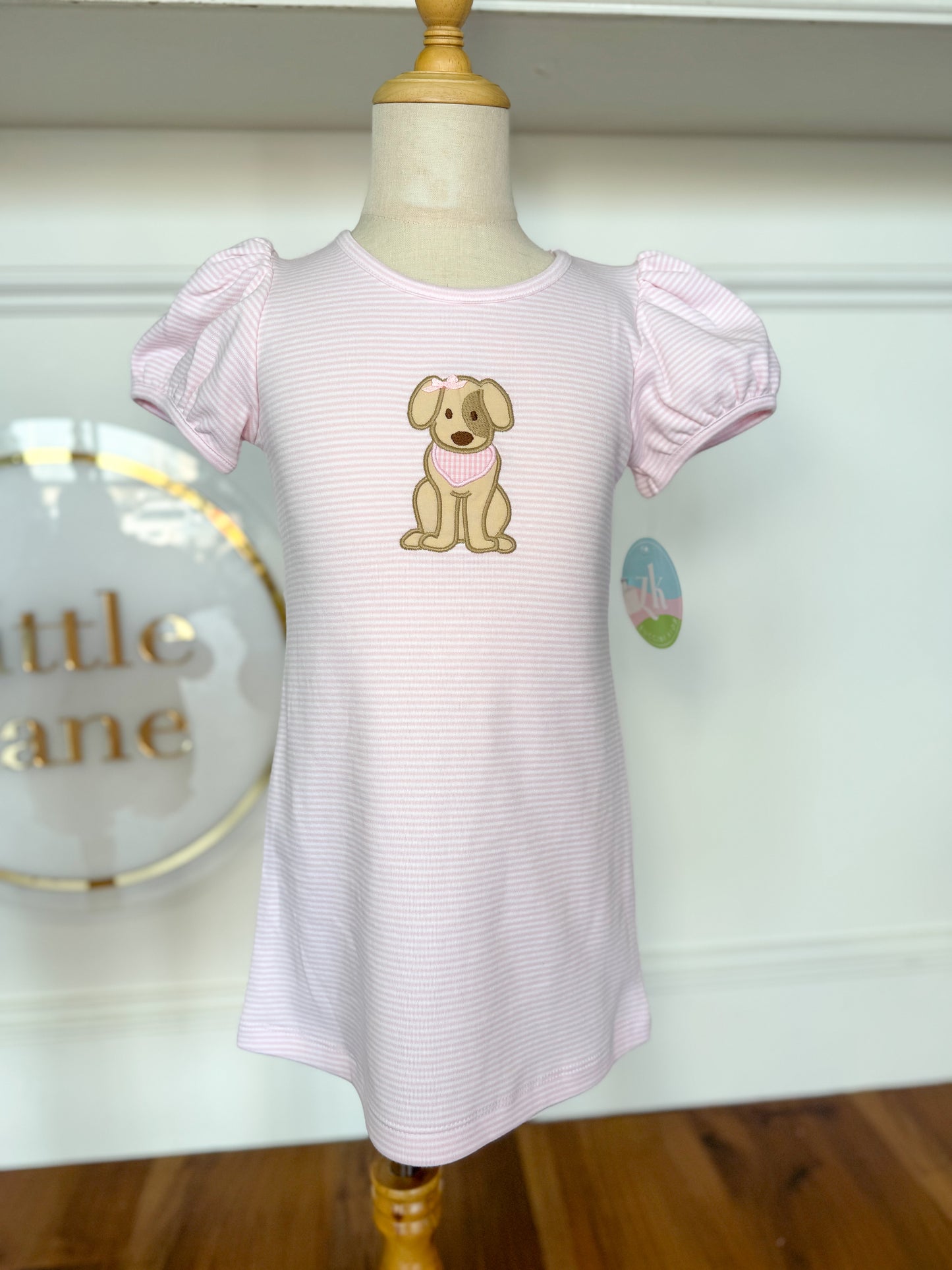 Labrador Pam's Dress, Pink Bitty Stripe Knit