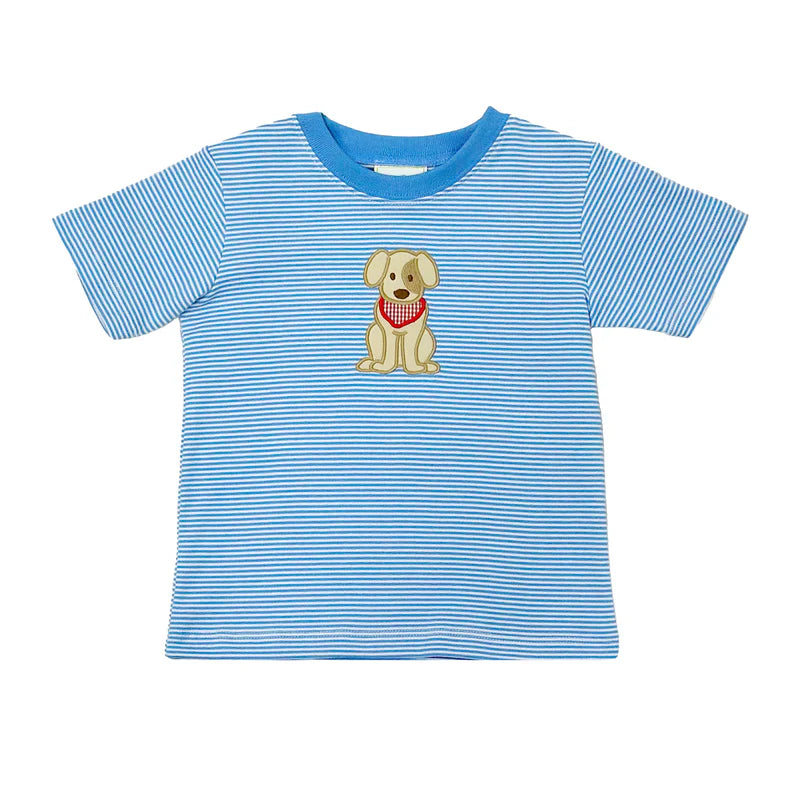 Labrador Harry's Play Tee,Light Blue Bitty Stripe Knit