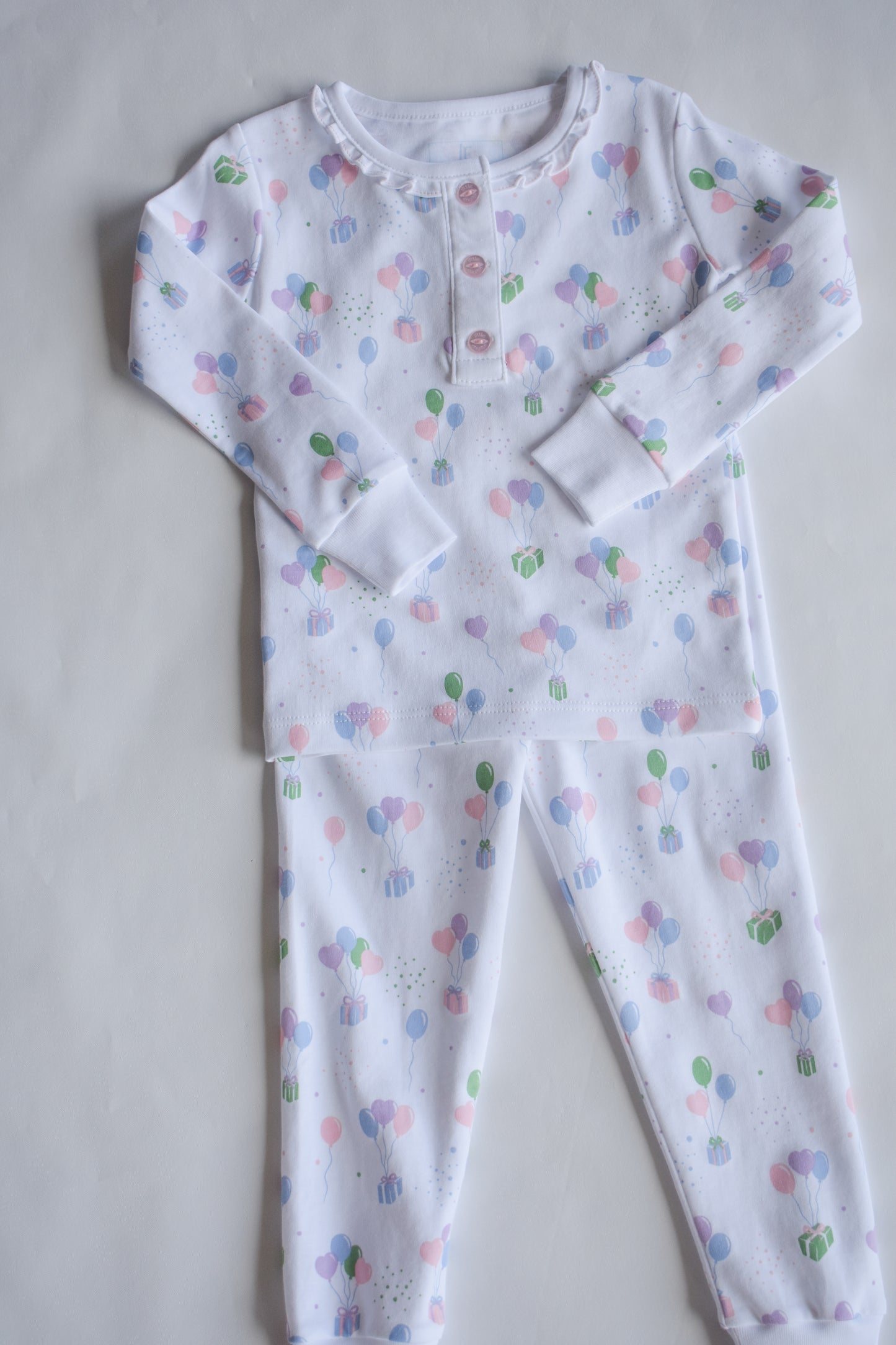 Ruffled Printed Jammies - Pink Balloons