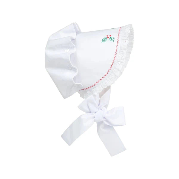 Bellefaire Bonnet-Holly Embroidered/Worth Ave White
