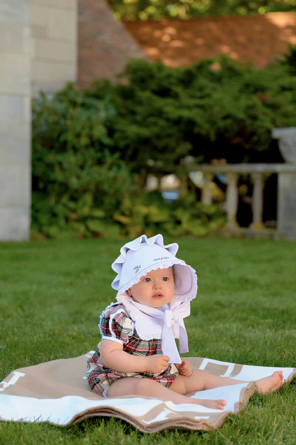Bellefaire Bonnet-Holly Embroidered/Worth Ave White