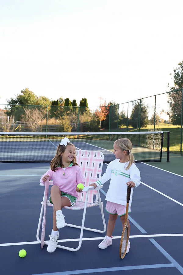 Cassidy Comfy Crewneck Puff Sleeve-Worth Ave White/ Tennis Rackets