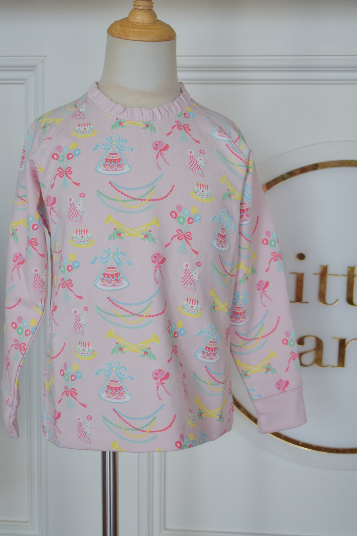 Cassidy Comfy Ruffled Crewneck-Golden Birthday