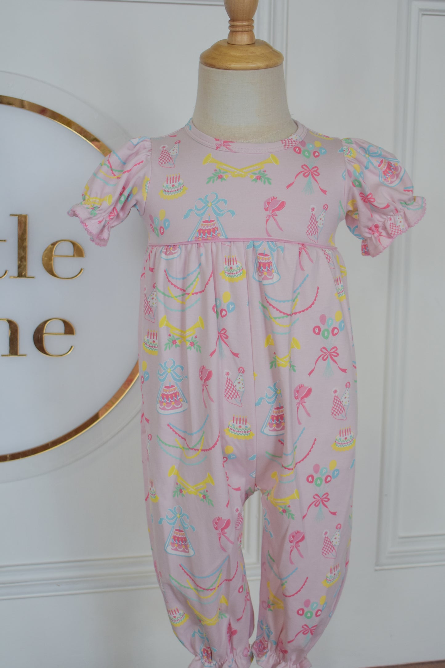 Short Sleeve Britt Romper-Golden Birthday