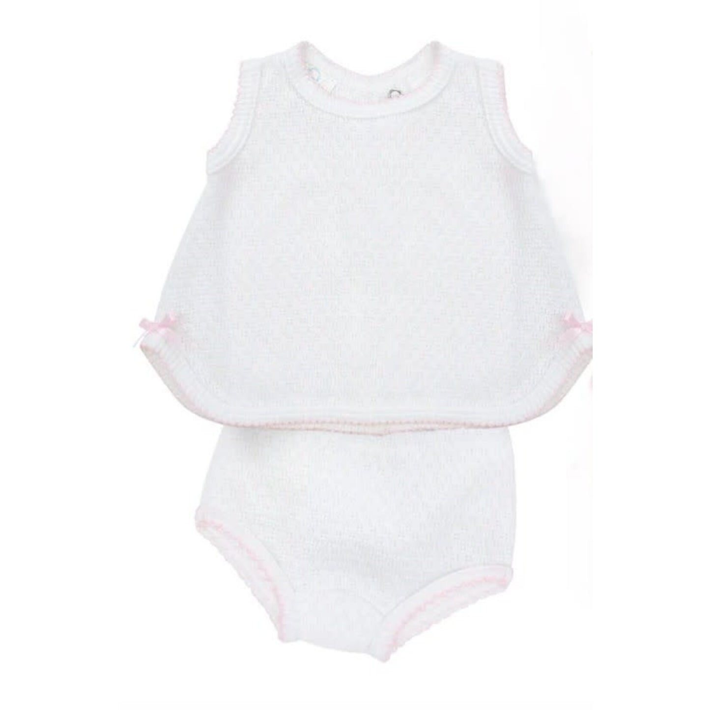 Paty Diaper Set-White/Pink Trim
