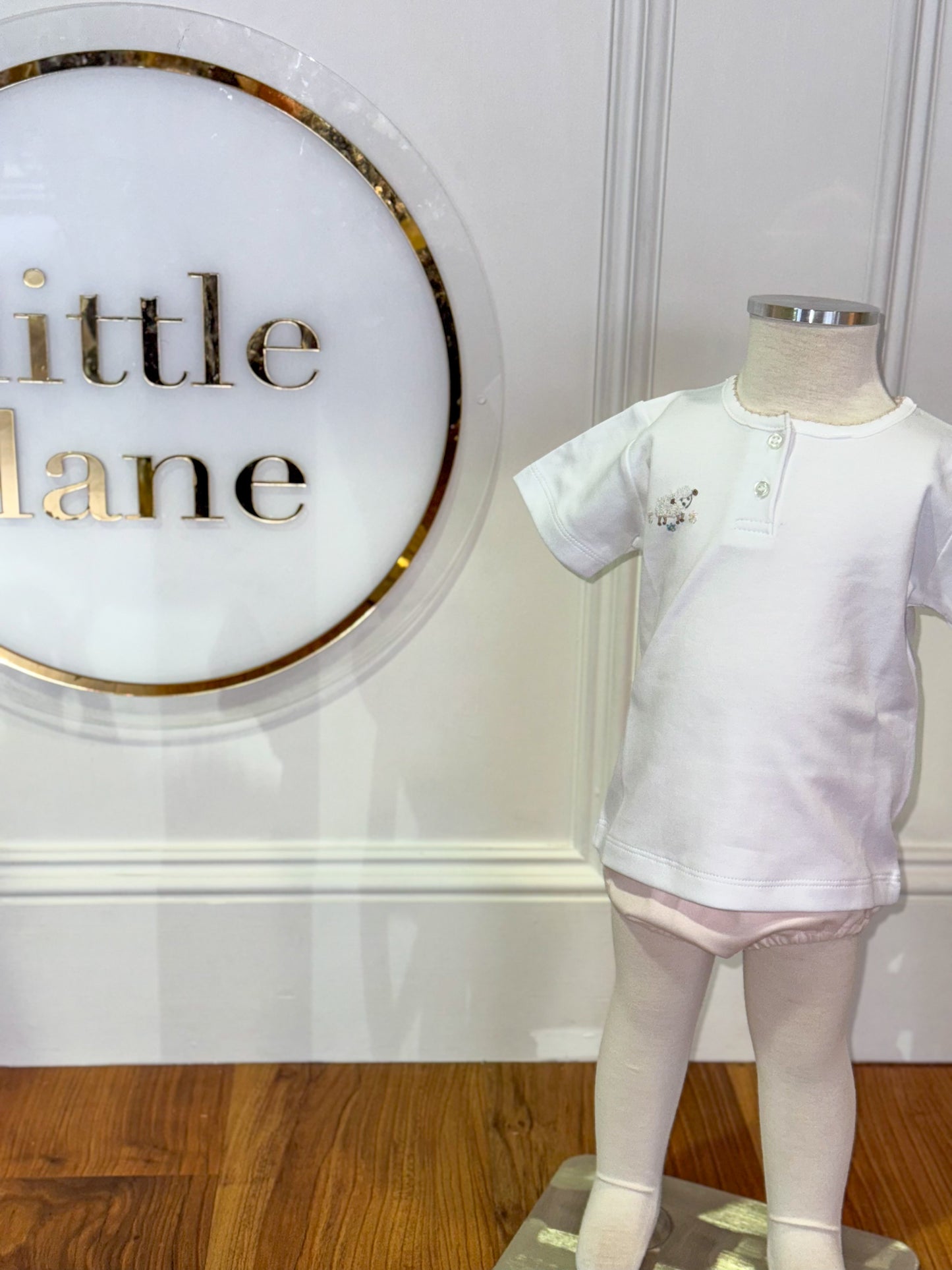 Little Lamb Diaper Set White/Pink