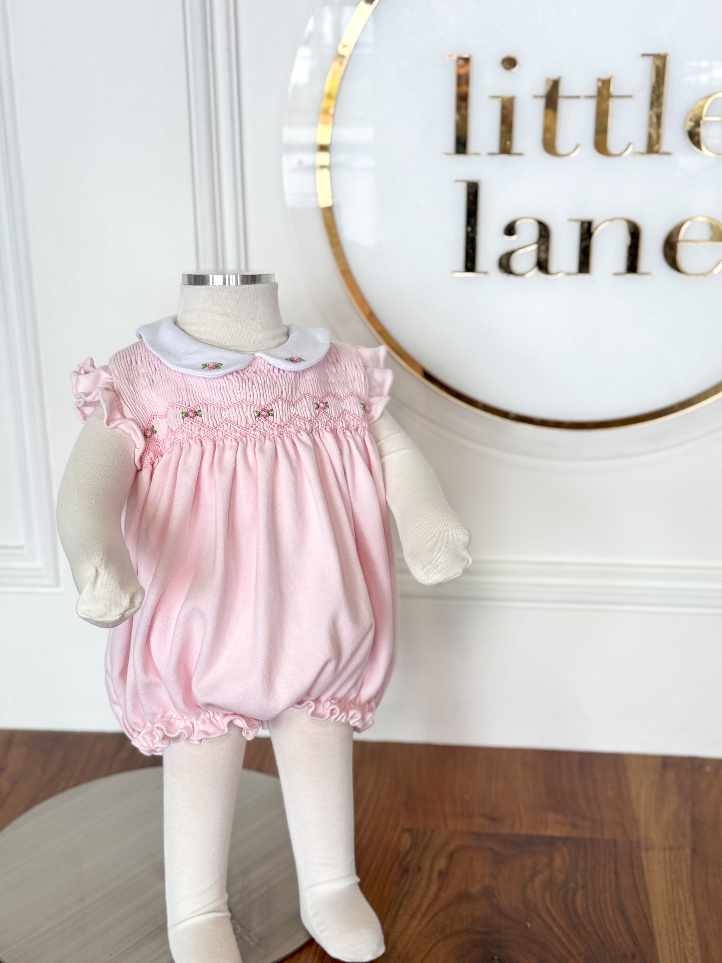 Pink Rosebud Smocked Collared Play Bubble