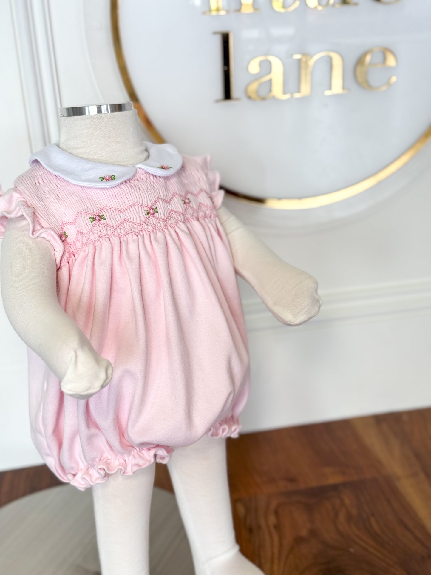 Pink Rosebud Smocked Collared Play Bubble