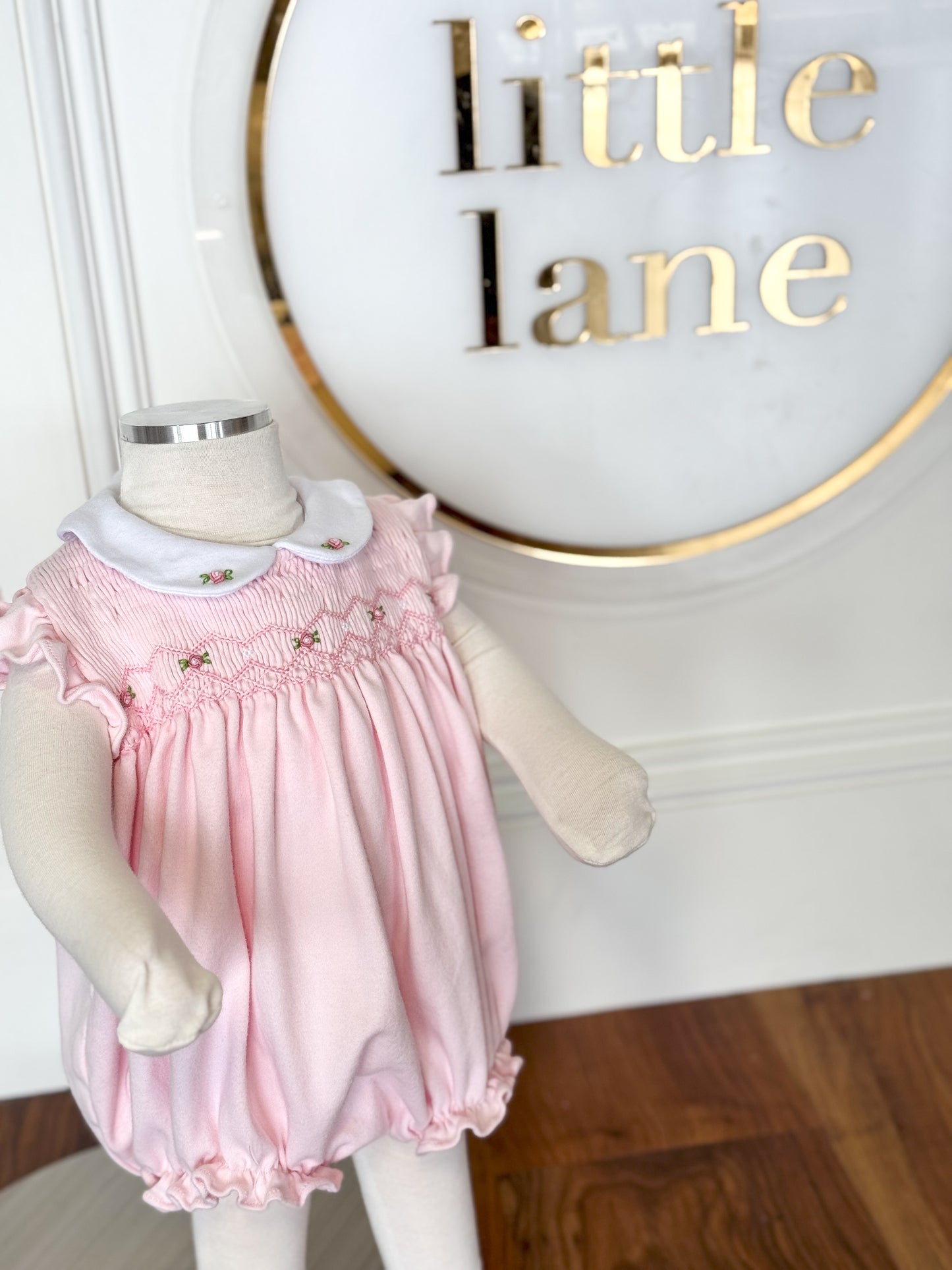 Pink Rosebud Smocked Collared Play Bubble