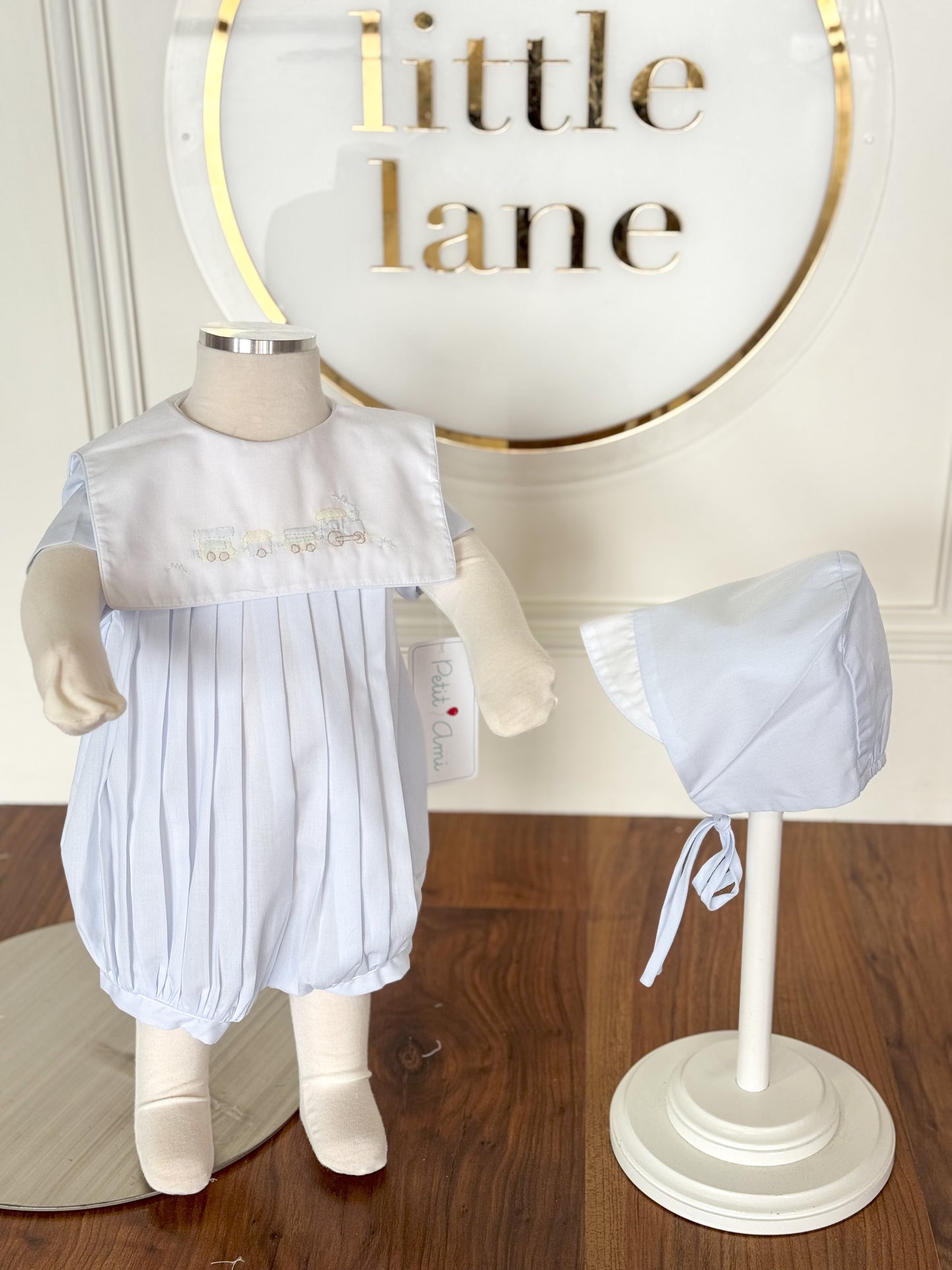 Train Embroidered Romper w/ Hat