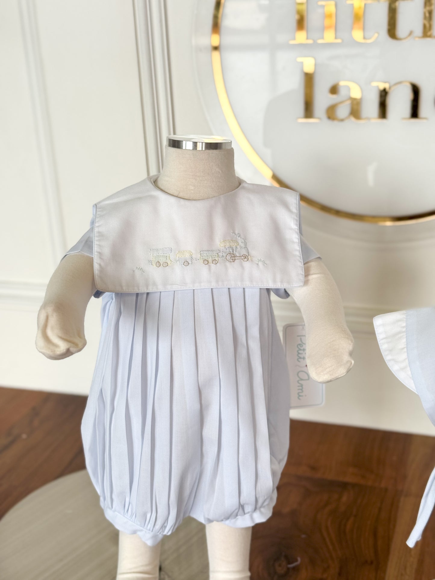 Train Embroidered Romper w/ Hat