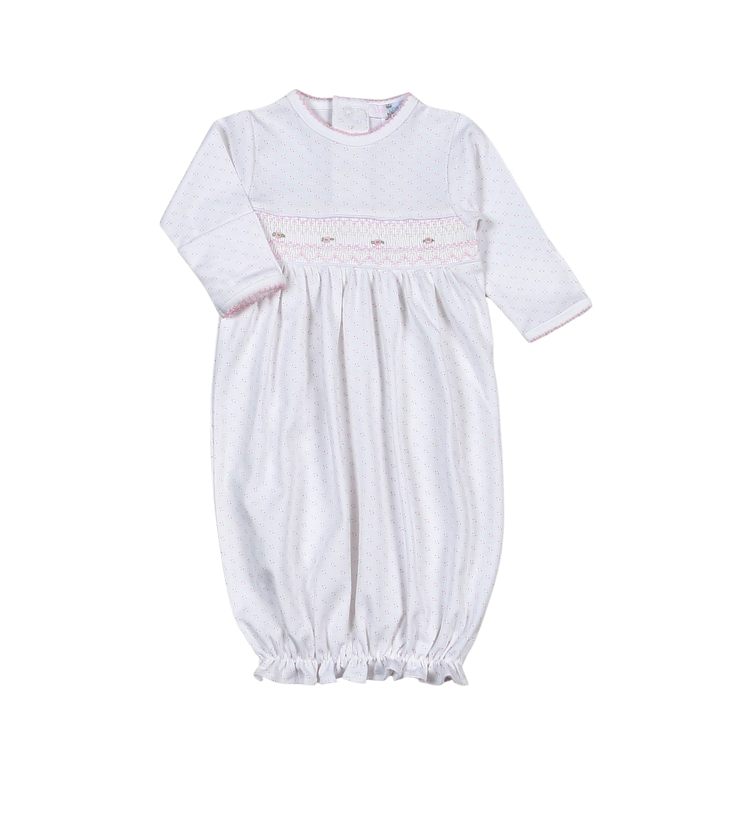 Primrose Dot Smocked Gown and Hat Set