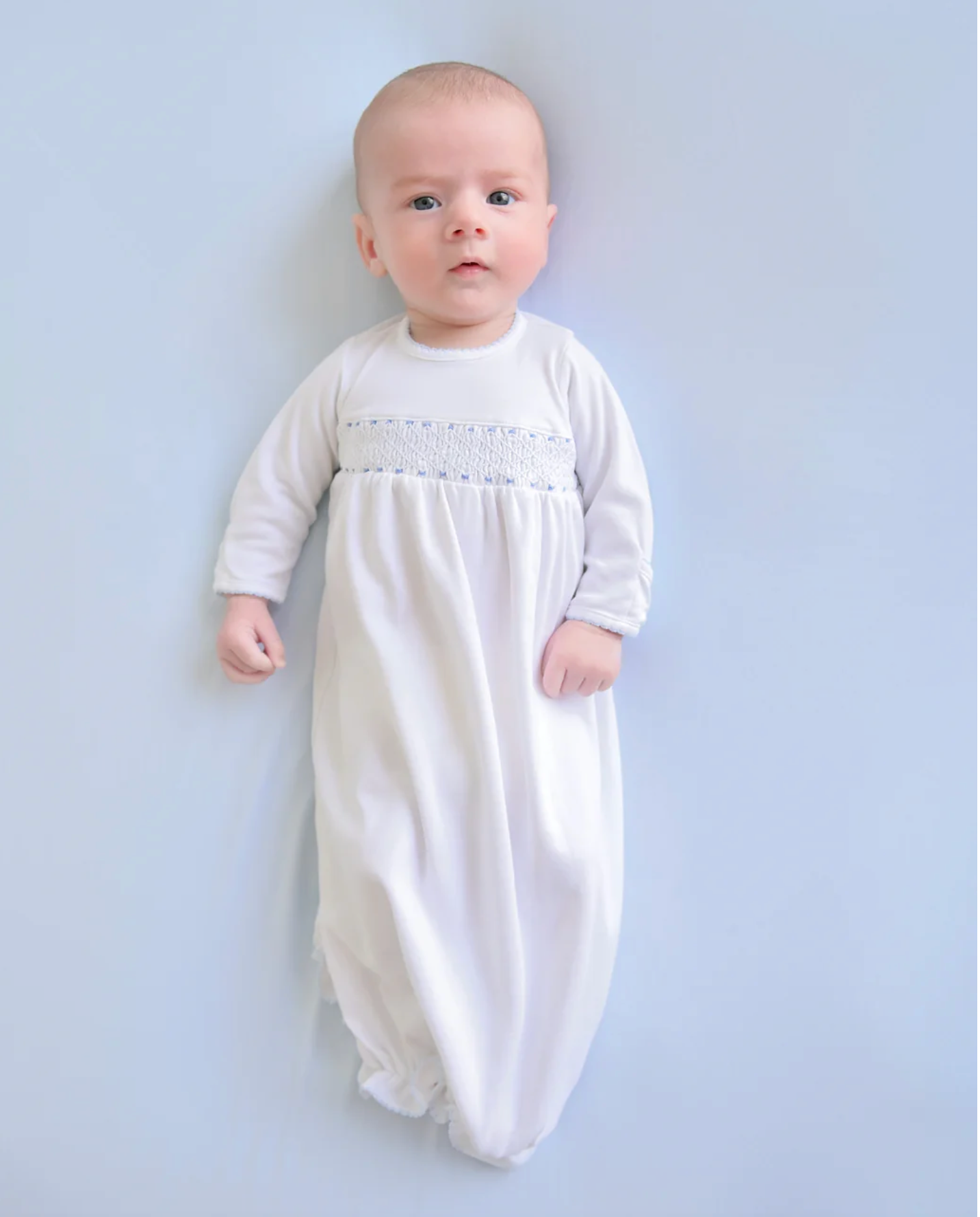 Sweetly Smocked Greeting Gown-Buckhead Blue