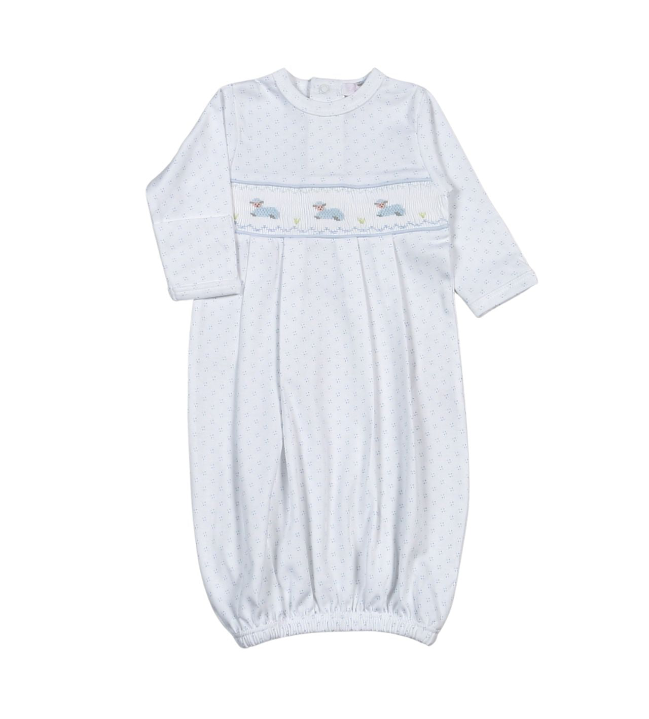 Little Lamb Blue Smocked Gown