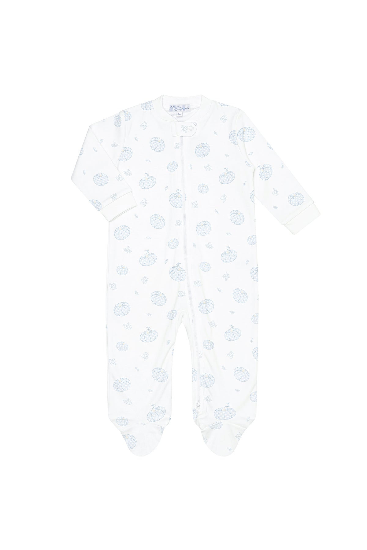 Blue Pumpkin Print Nella Zipper Footie