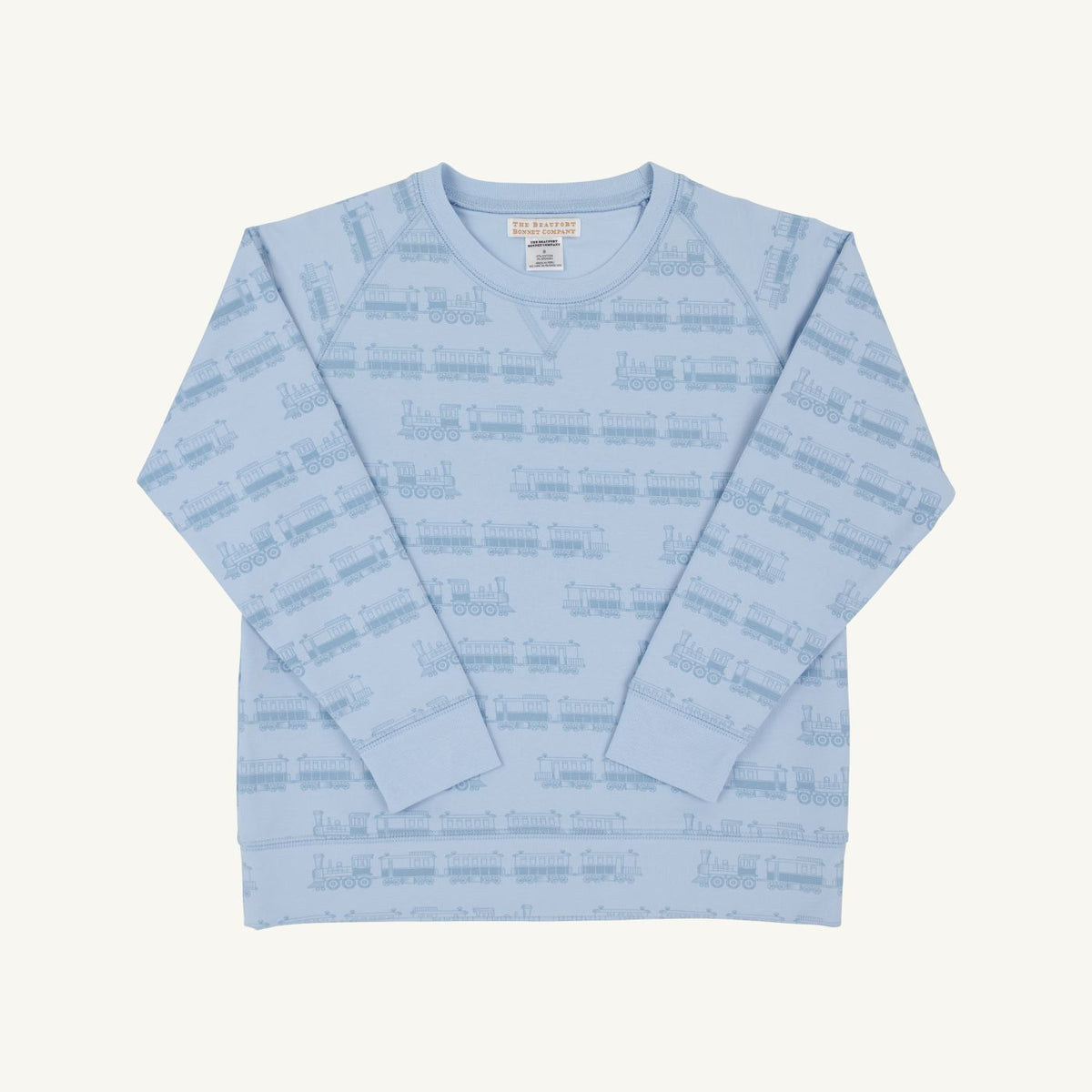 Cassidy Comfy Crewneck-Blue Choo Choos