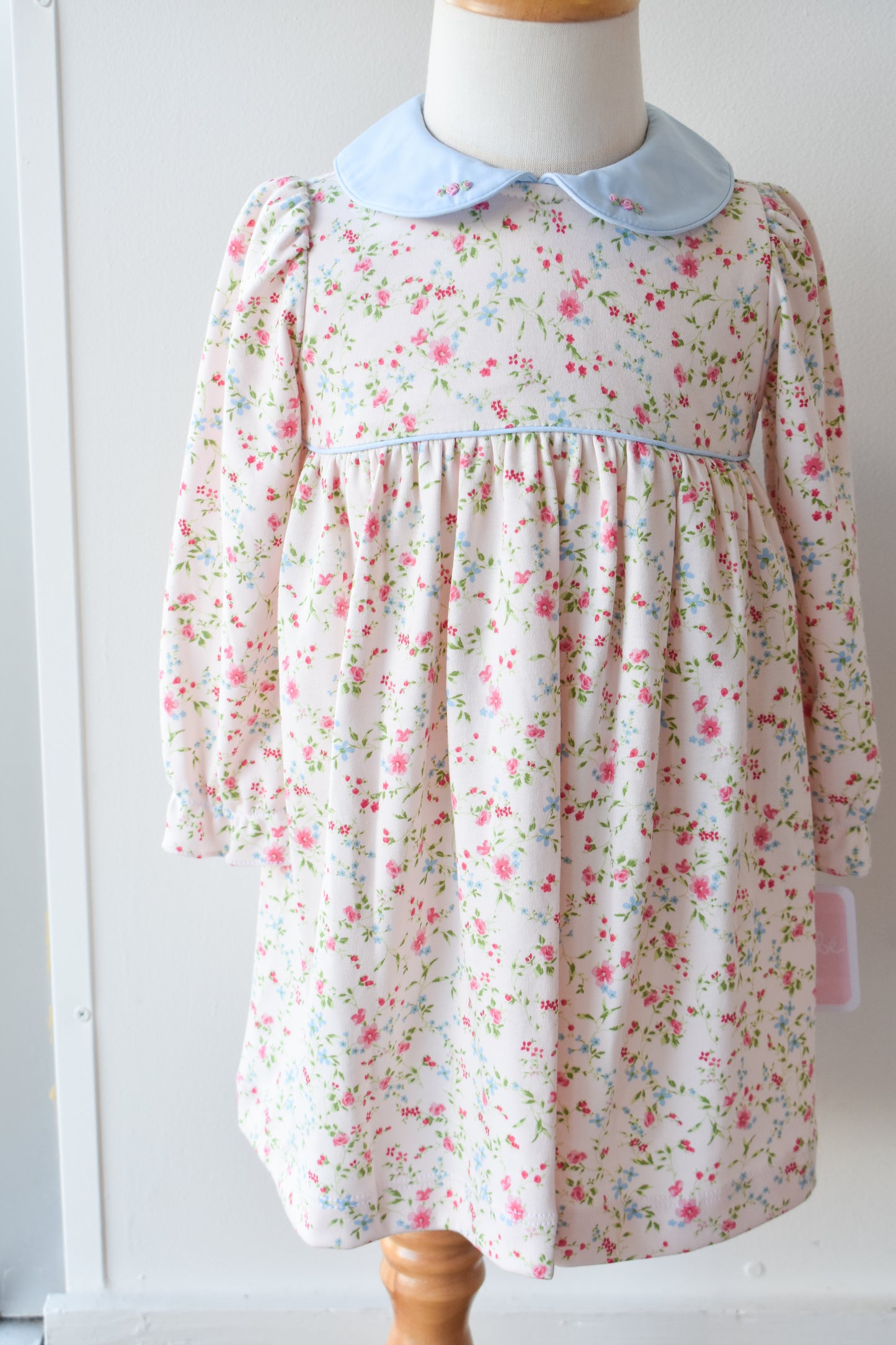 Pink Peonies Long Sleeve Knit Dress