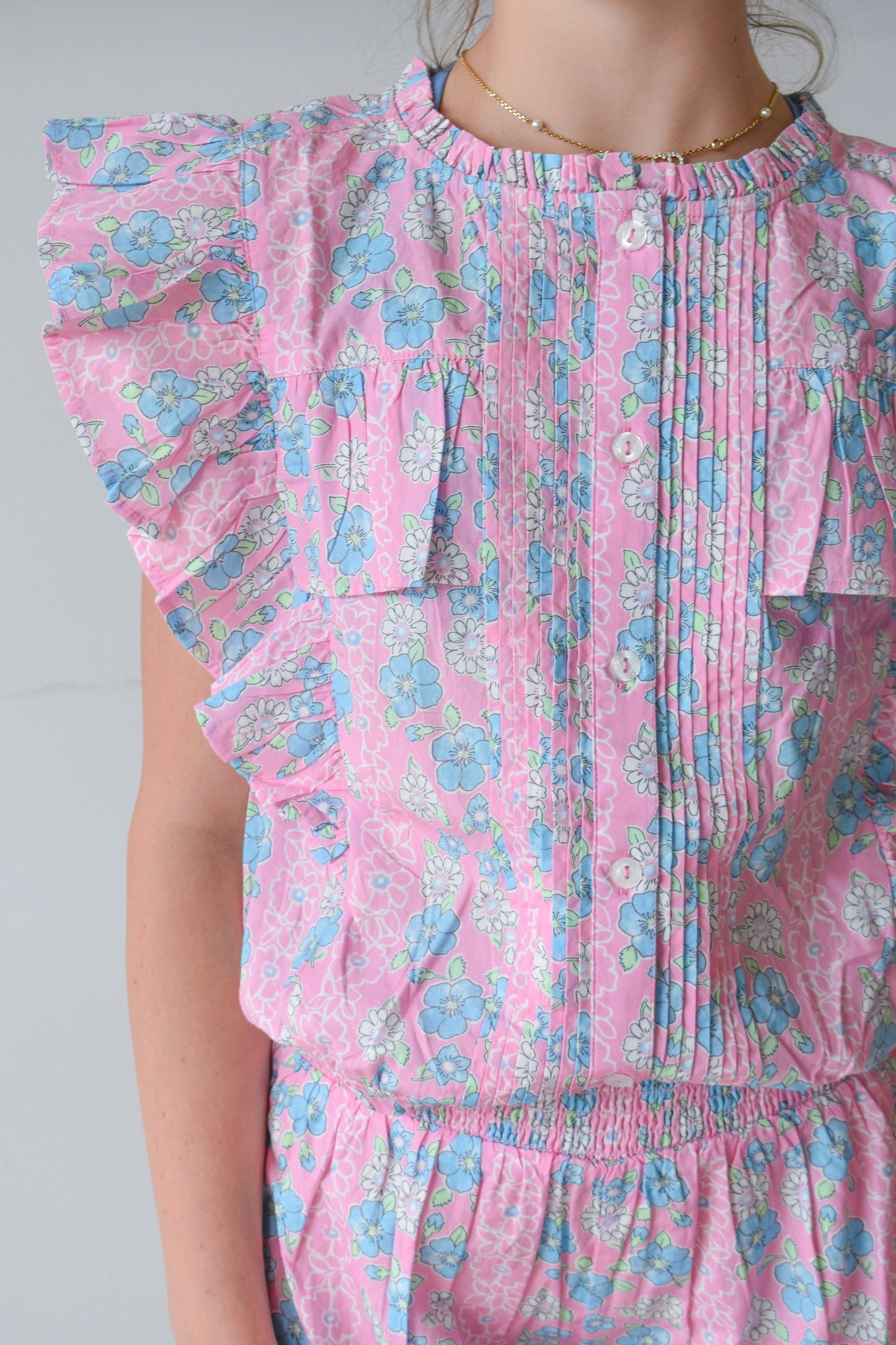 Shirred Shorts-Spring Marguerite Floral