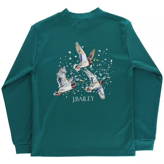 Flyway Teal L/S Performance Logo Tee