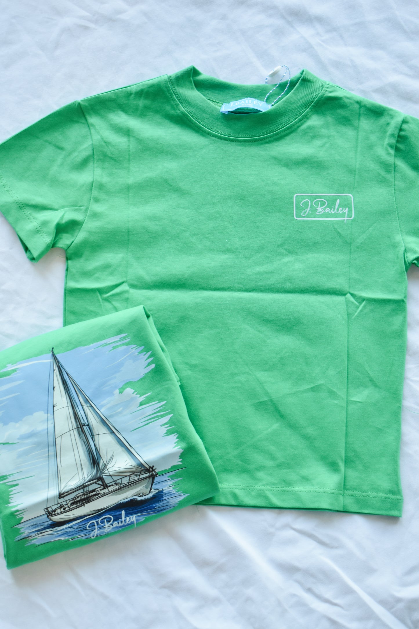 Short Sleeve Logo Tee-Sailboat on Green