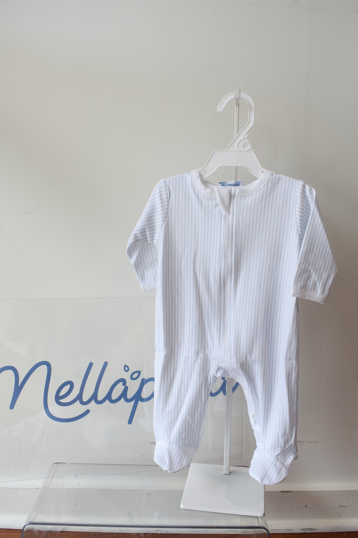 Blue Classic Nella Stripe Zipper Footie