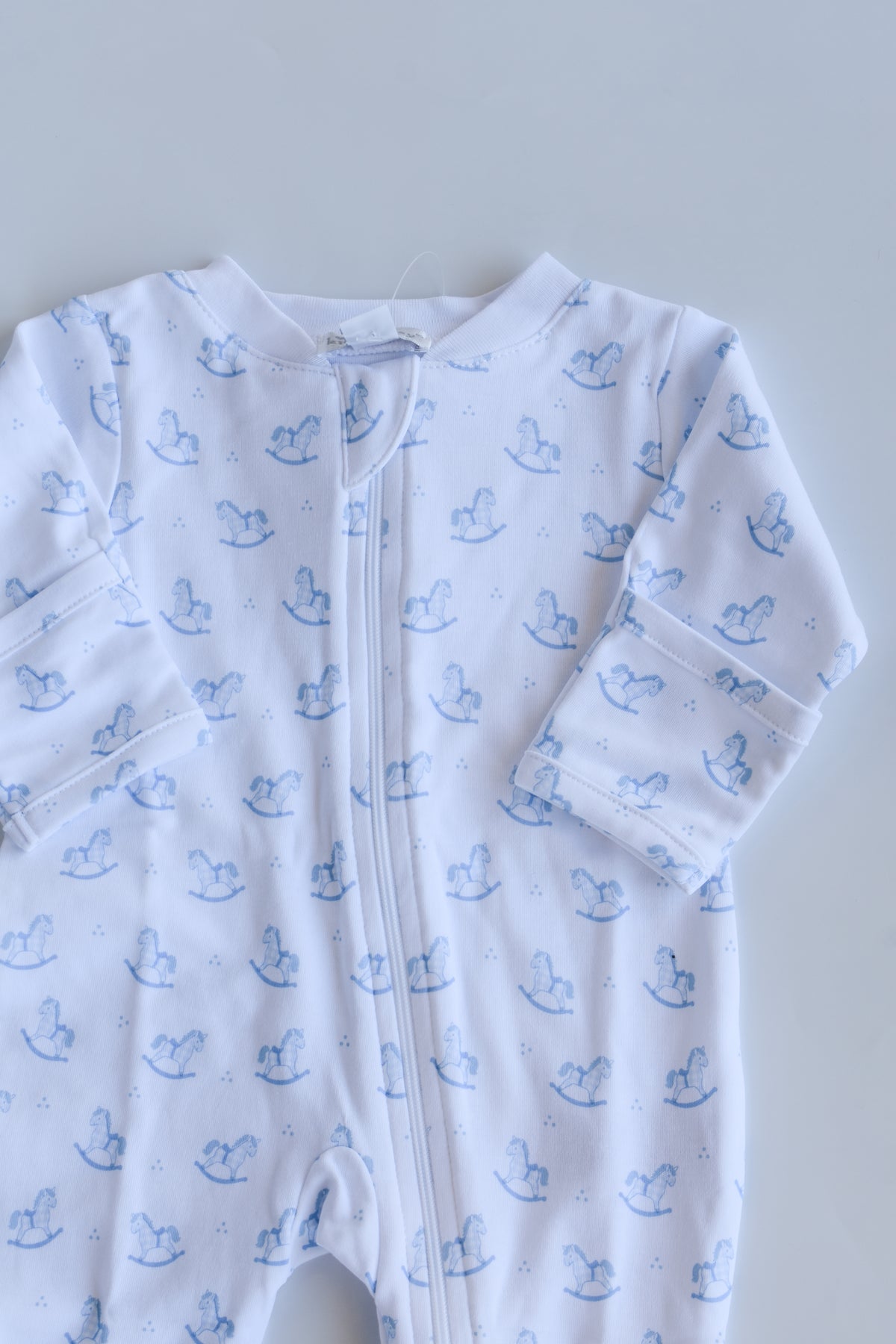 Blue Gingham Rockers Zip Footie