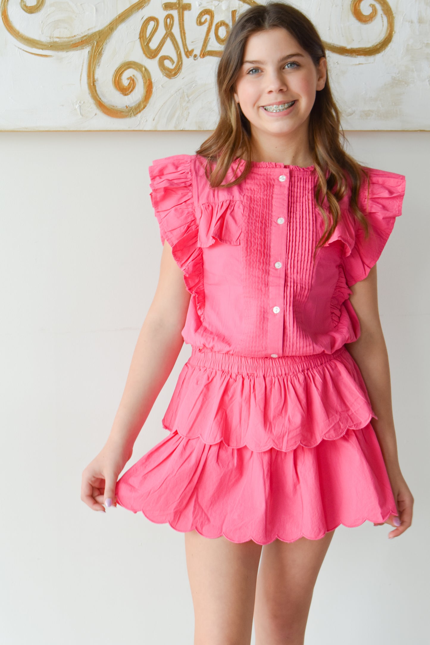 Tiered Skort-Hot Pink