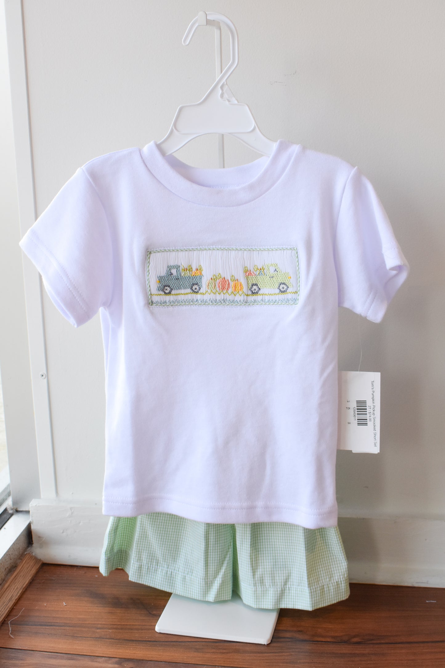 Tom's Pumpkin Pickup Smocked Short Set