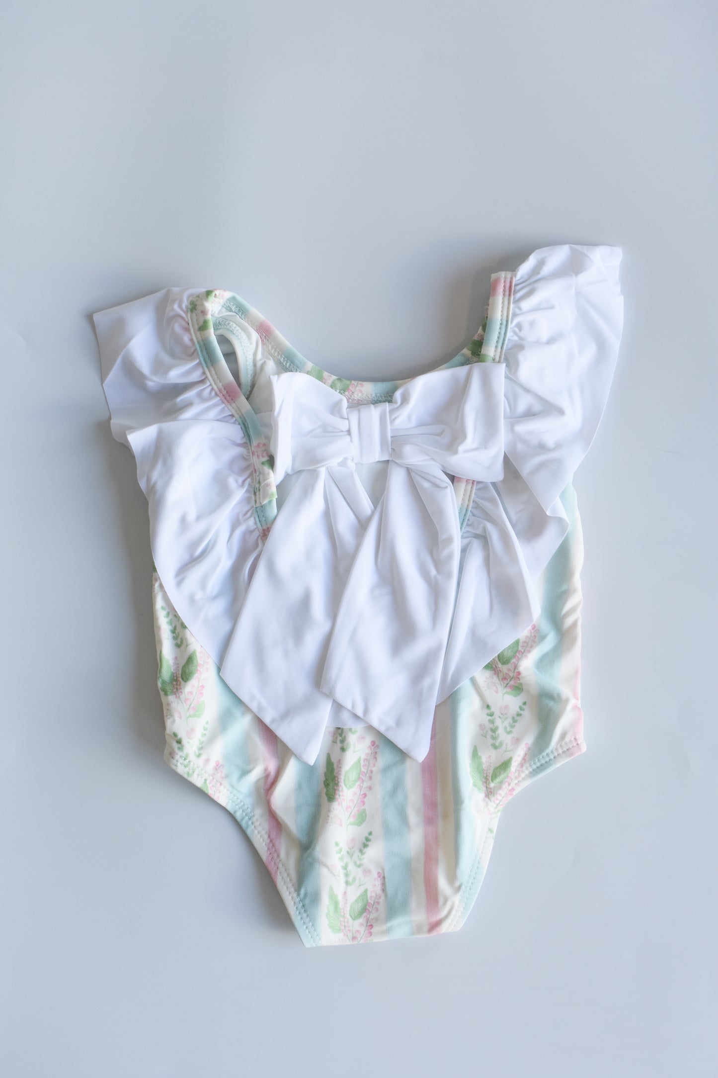 Florals and Stripes Flutter Sleeve One Piece