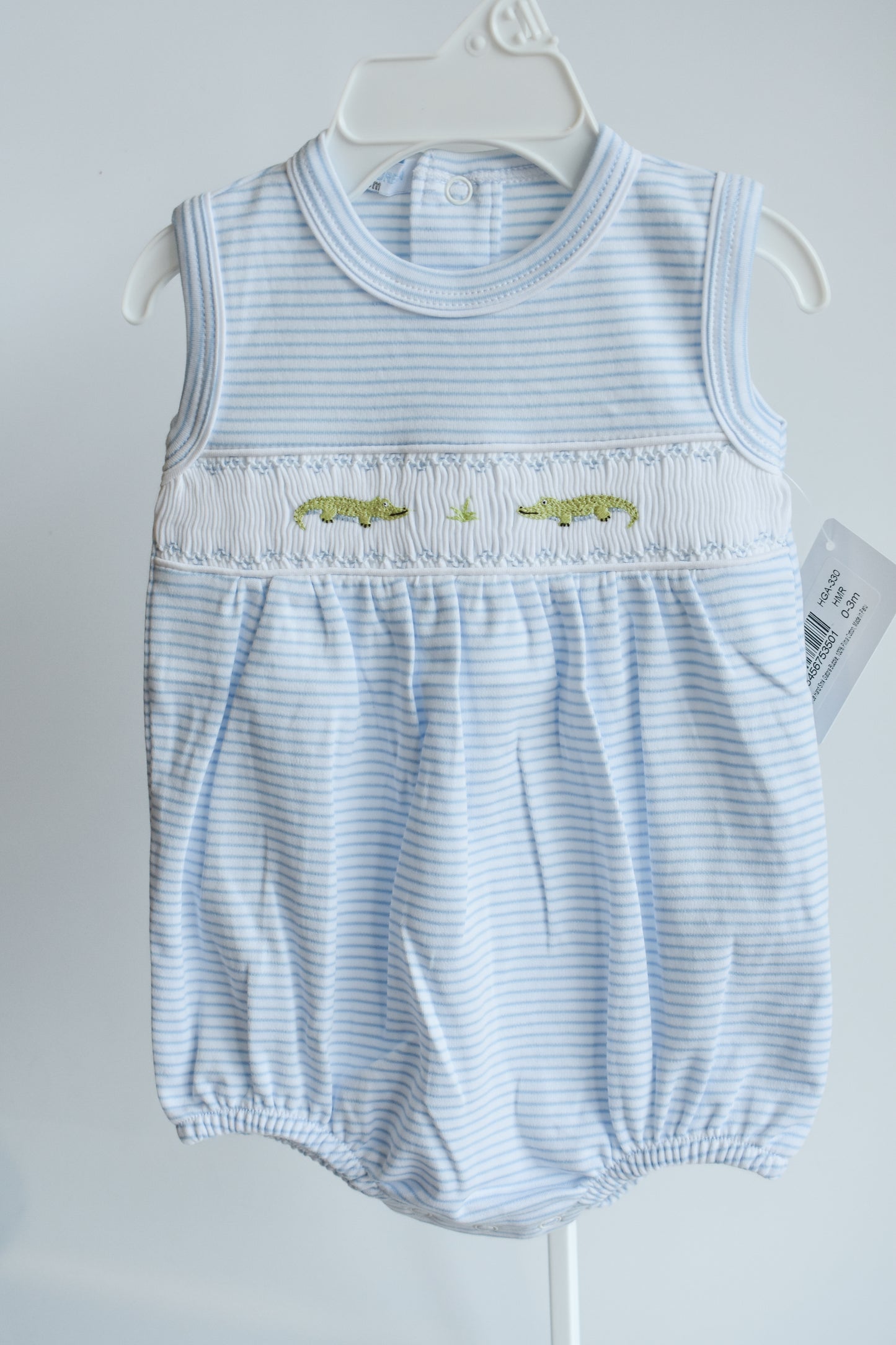 Blue Gators Hand Smocked Sleeveless Bubble