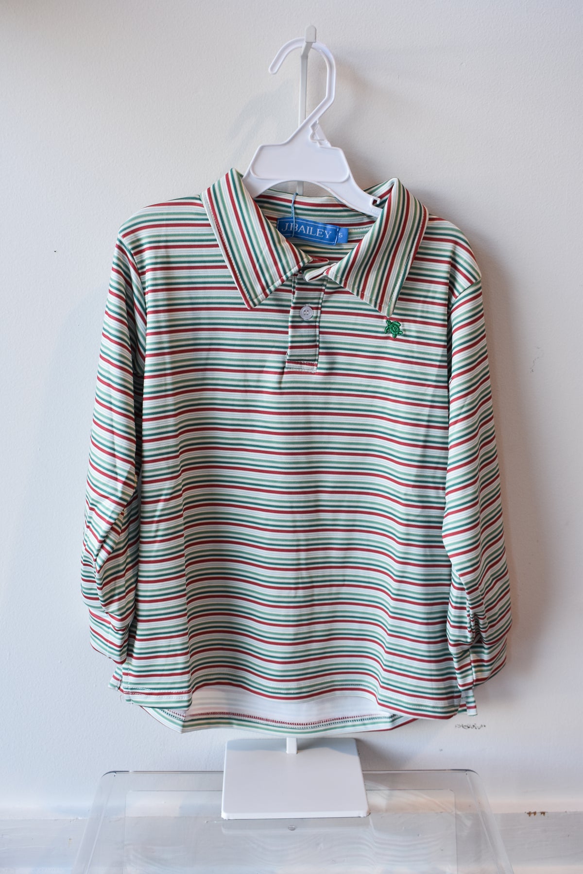 Long Sleeve Performance Polo-Holly Stripe
