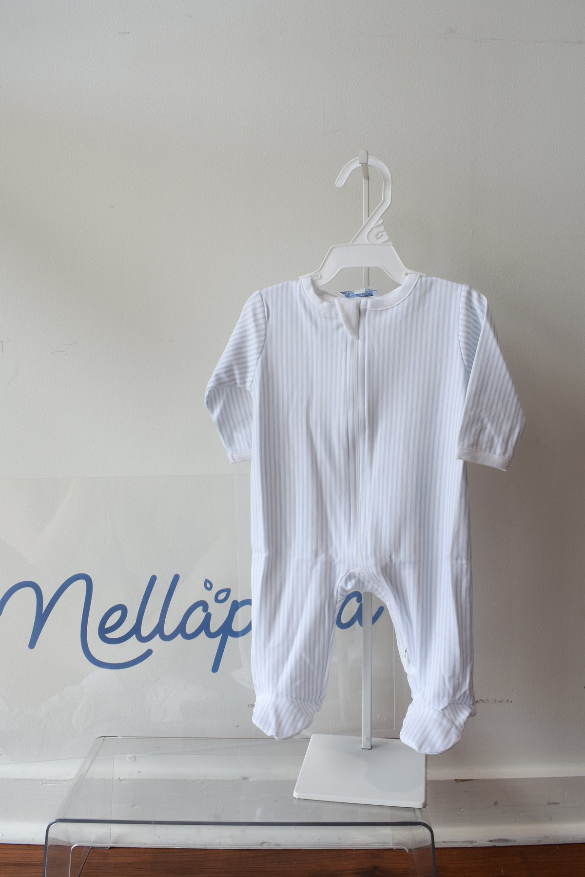 Blue Classic Nella Stripe Zipper Footie