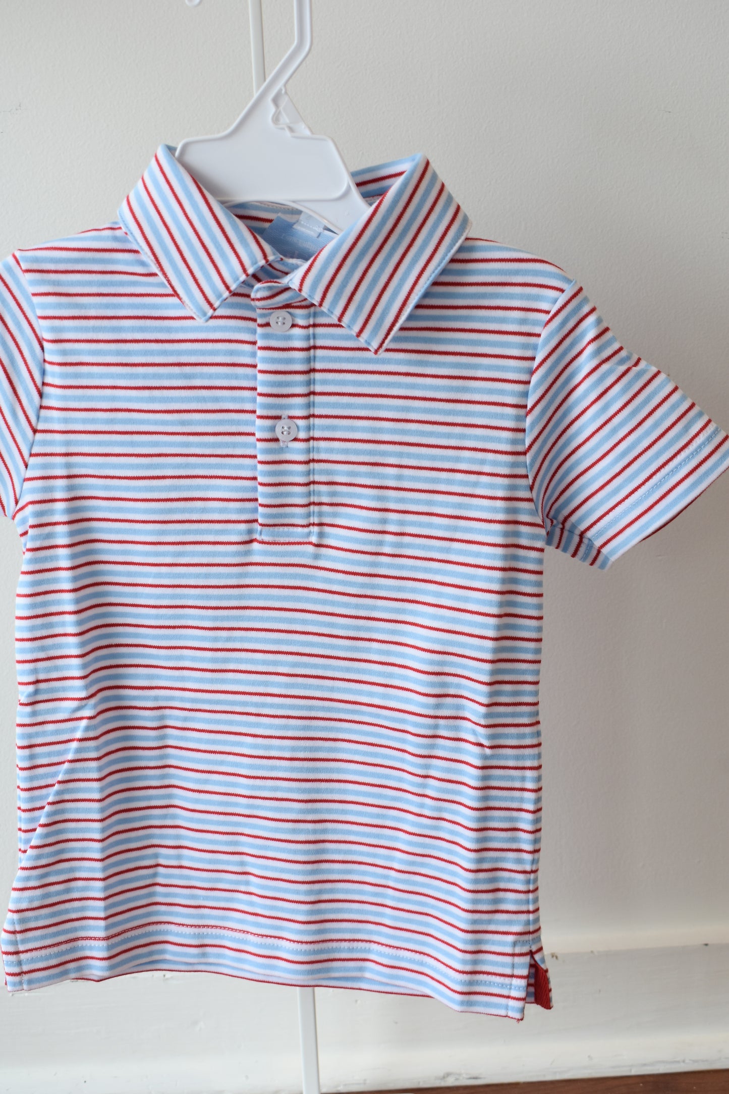 Basic Short Sleeve Polo-Primary Stripes