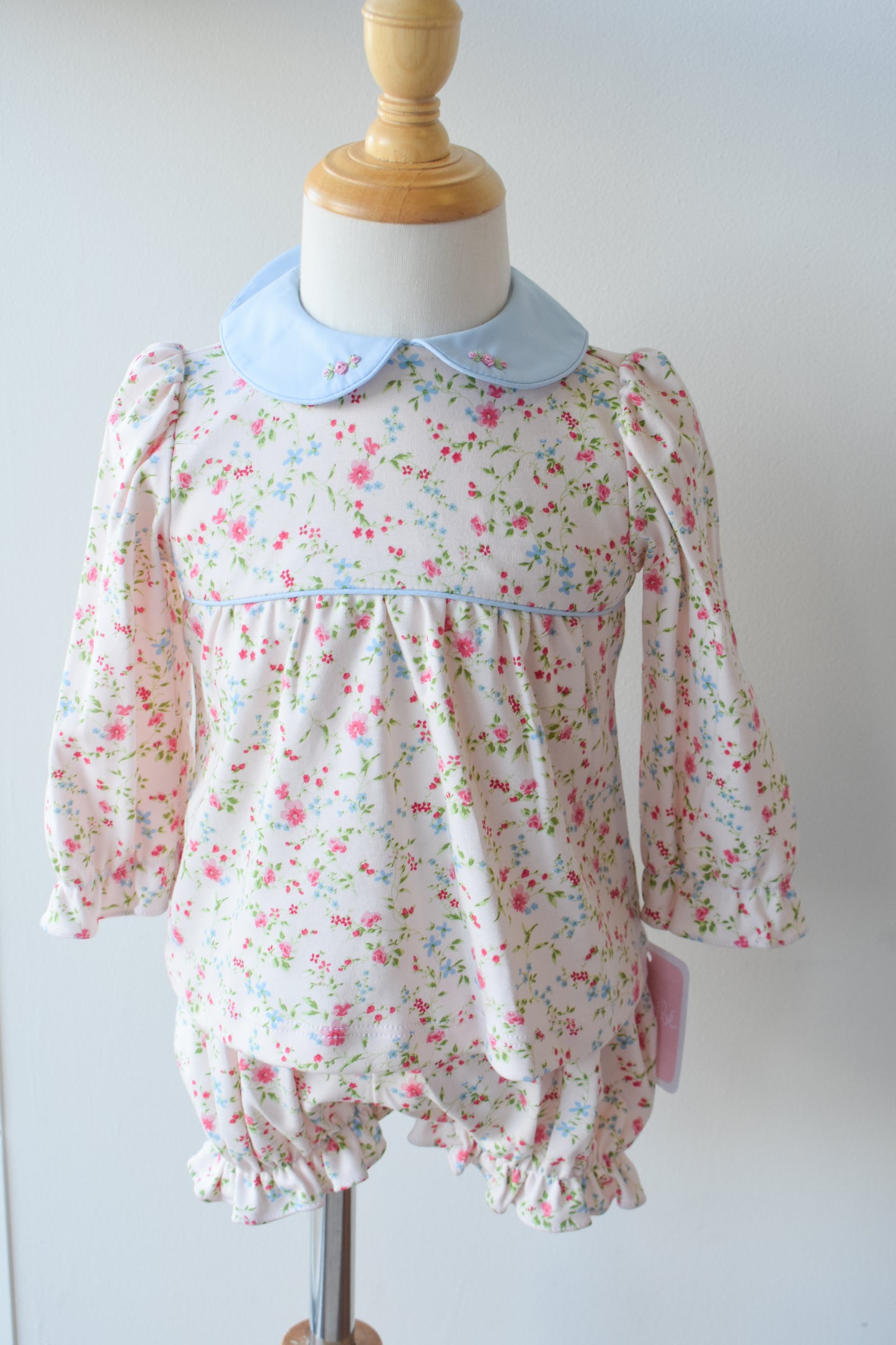 Pink Peonies Long Sleeve Knit Bloomer Set