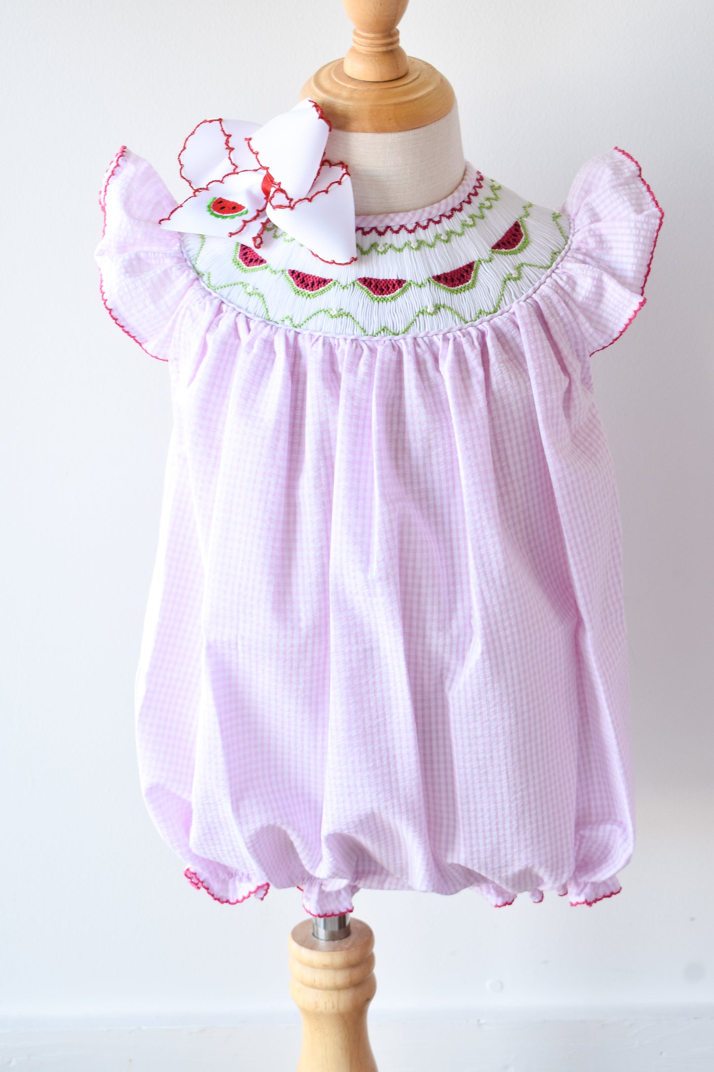 Emmie Watermelon Smocked Bubble