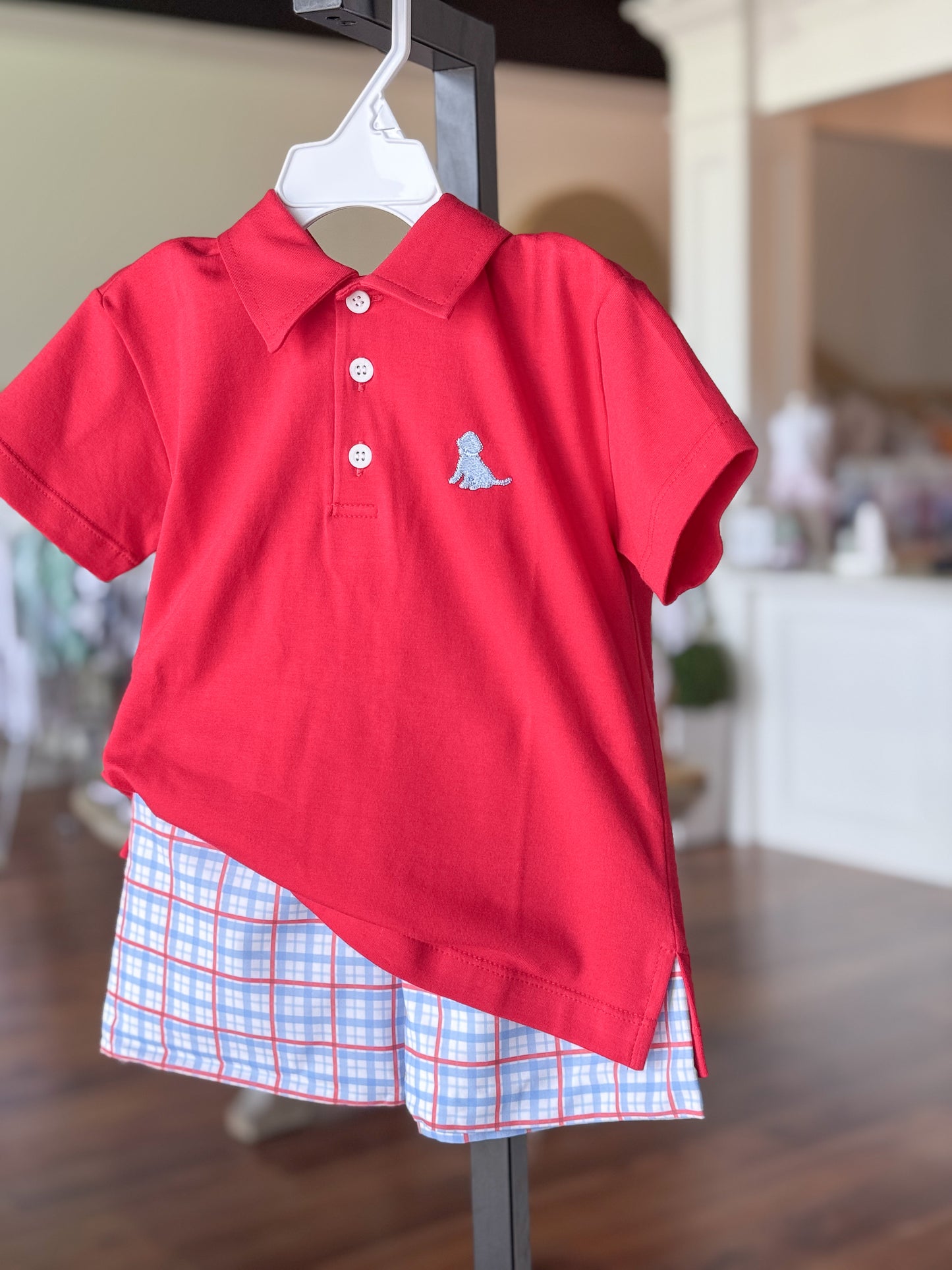 “Plaid” To Be An American! Polo Short Set