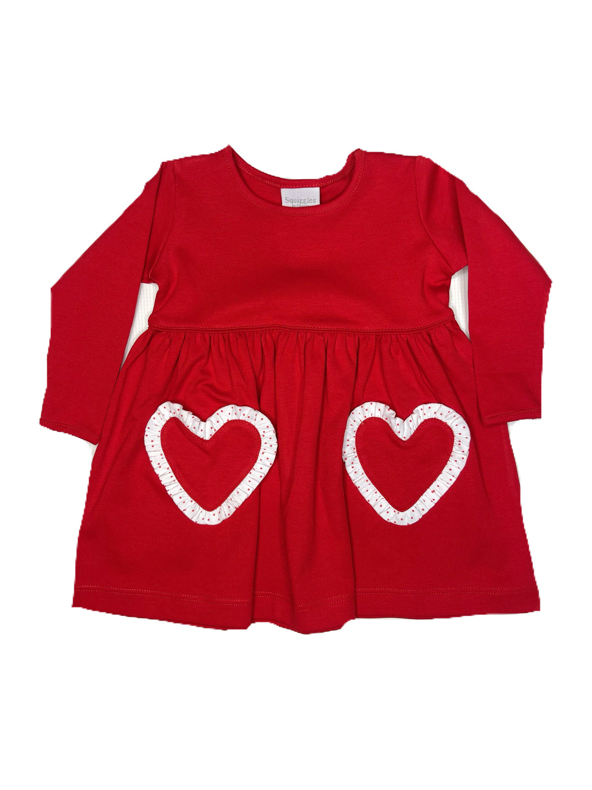 Red Heart Pocket Popover Dress