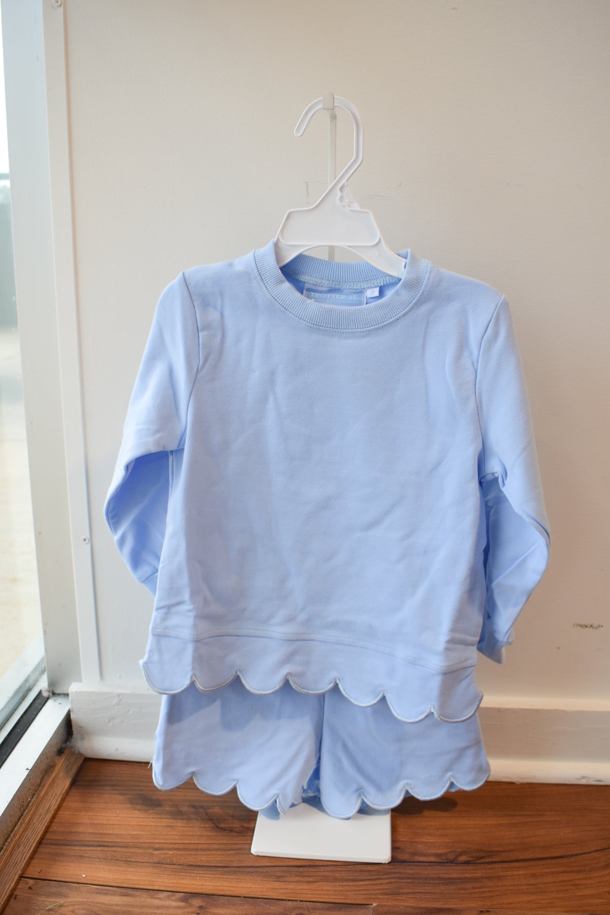 Sophia Scalloped Short Set-Light Blue