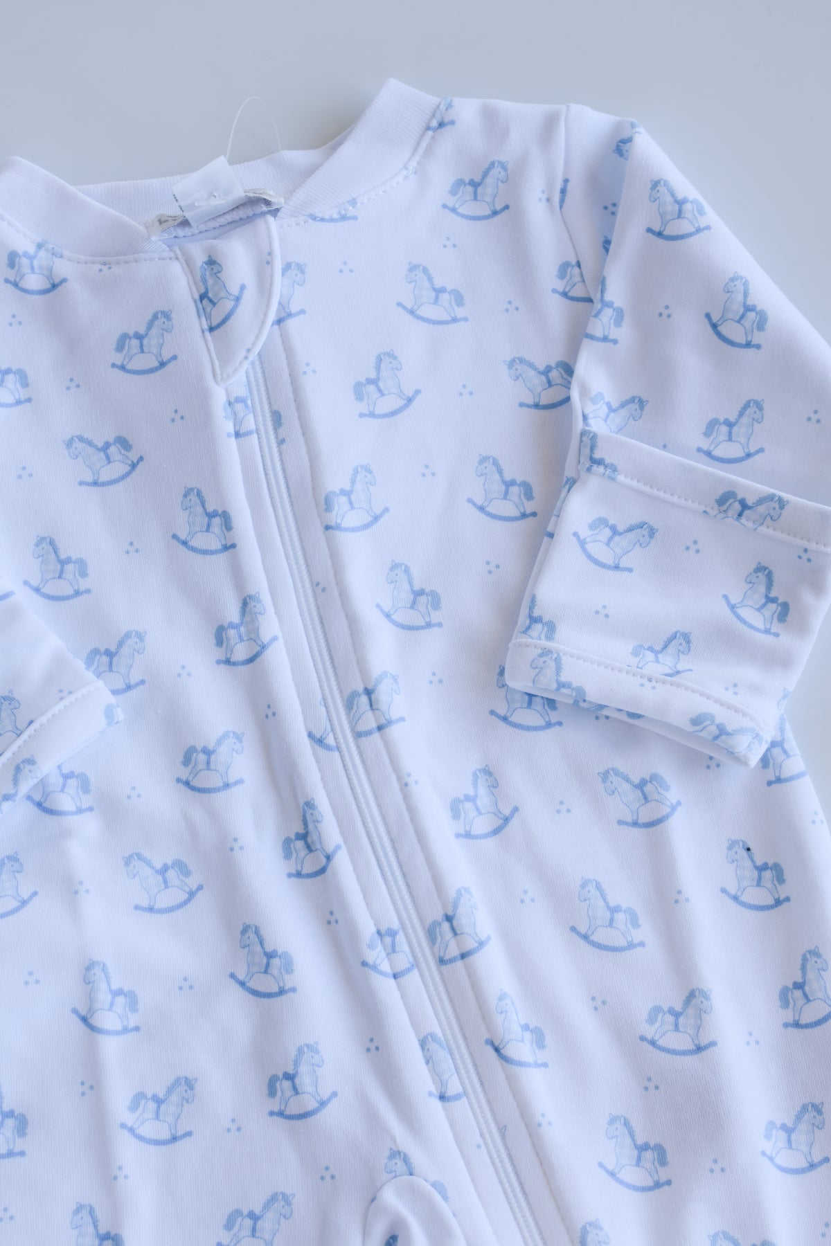 Blue Gingham Rockers Zip Footie