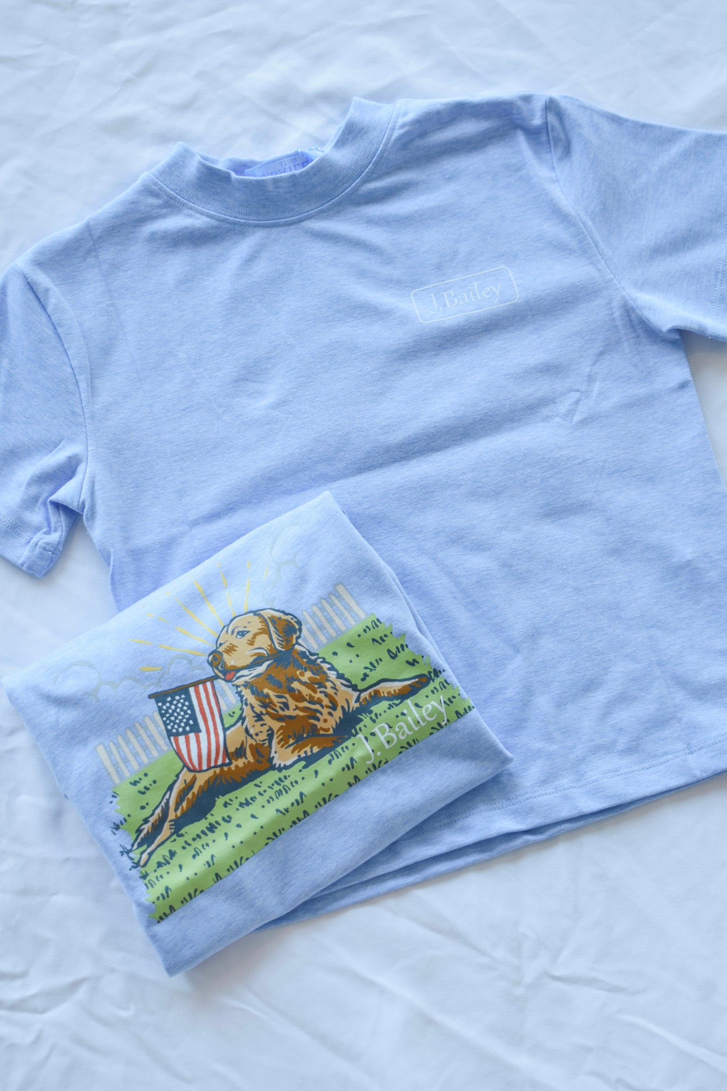 Short Sleeve Logo Tee-Retriver on Heathered Blue