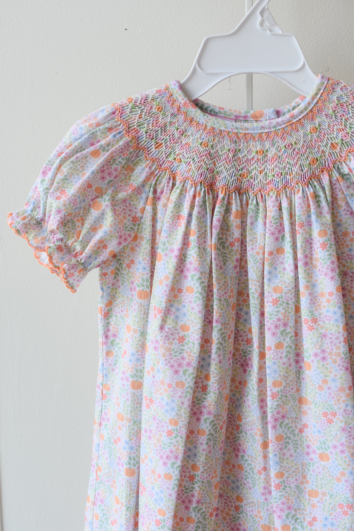 Pumpkin Patch Florals Smocked Bishop Dress