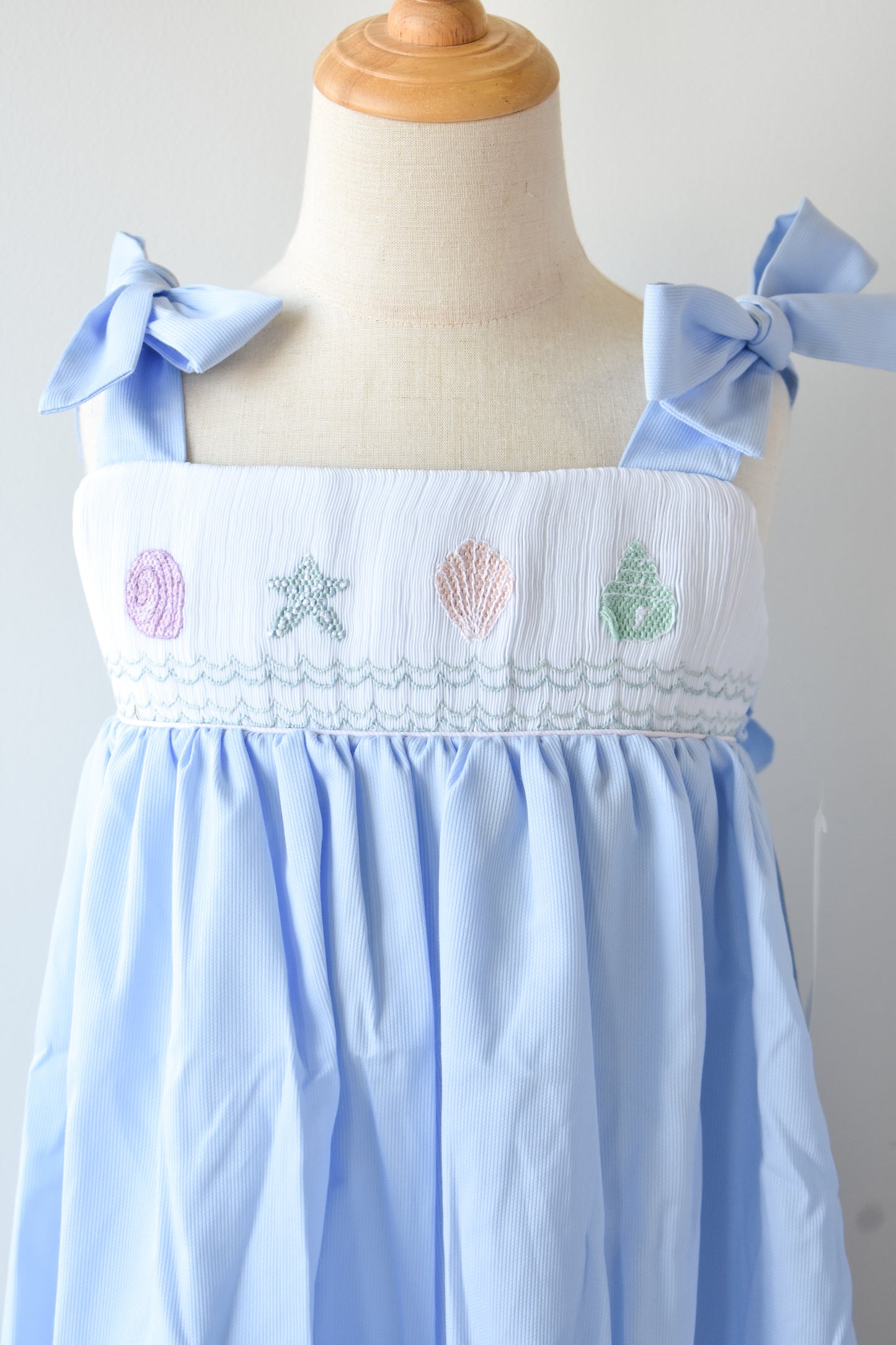 Julia Seashell Smocked Bow Strap Dress