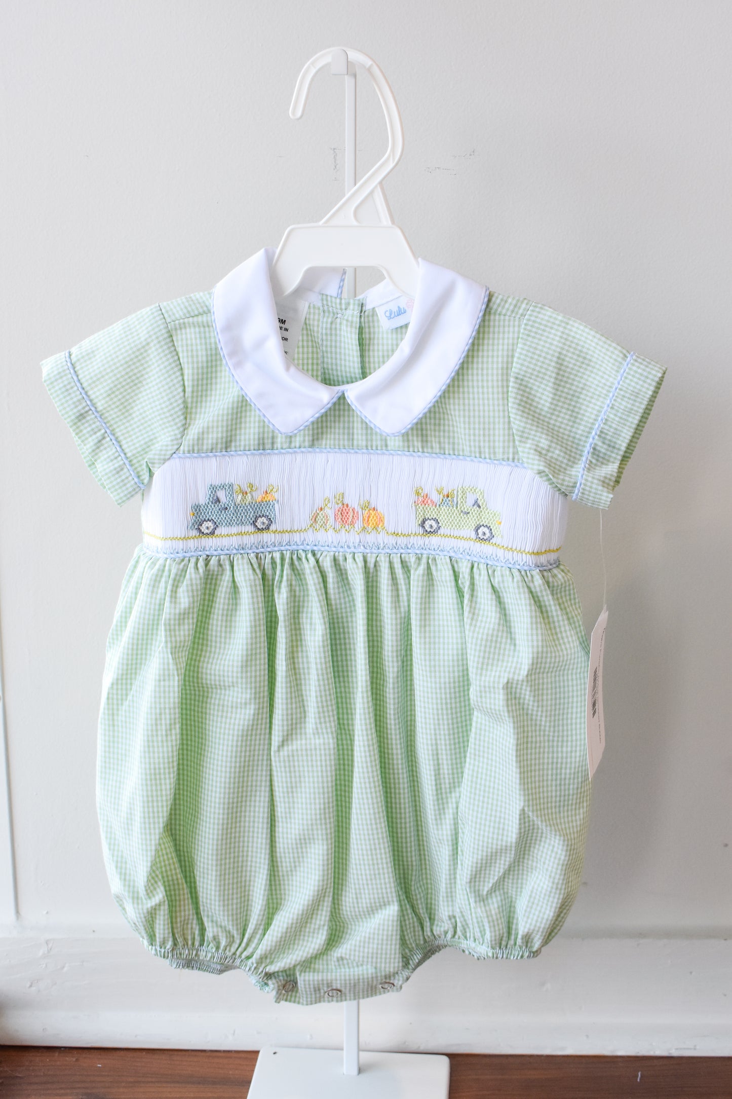 Noah’s Pumpkin Pickup Smocked Bubble